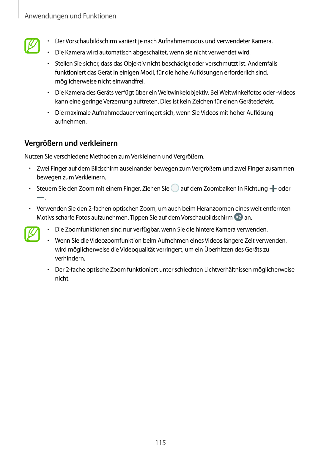 Samsung SM-N950FZKADBT, SM-N950FZDADBT, SM-N950FZBDDBT, SM-N950FZDDDBT, SM-N950FZKDDBT manual Vergrößern und verkleinern 