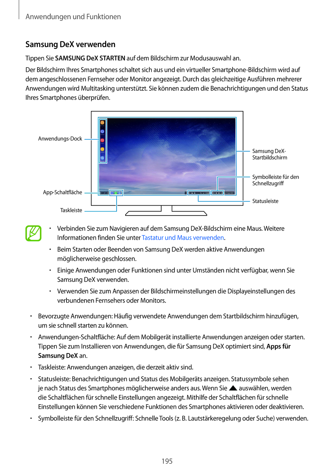 Samsung SM-N950FZDDDBT, SM-N950FZDADBT, SM-N950FZKADBT, SM-N950FZBDDBT, SM-N950FZKDDBT, SM-N950FZBADBT Samsung DeX verwenden 