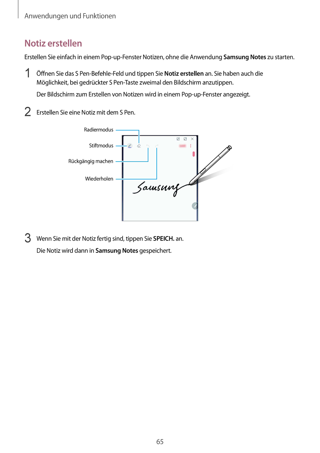 Samsung SM-N950FZBADBT, SM-N950FZDADBT, SM-N950FZKADBT, SM-N950FZBDDBT, SM-N950FZDDDBT, SM-N950FZKDDBT manual Notiz erstellen 