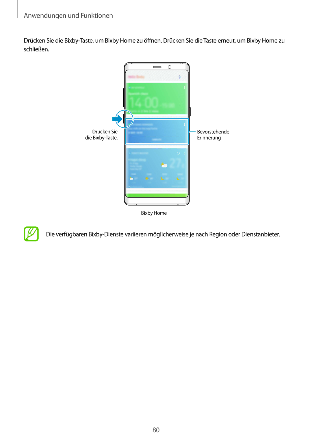 Samsung SM-N950FZBDDBT, SM-N950FZDADBT, SM-N950FZKADBT, SM-N950FZDDDBT, SM-N950FZKDDBT Bevorstehende Erinnerung Bixby Home 