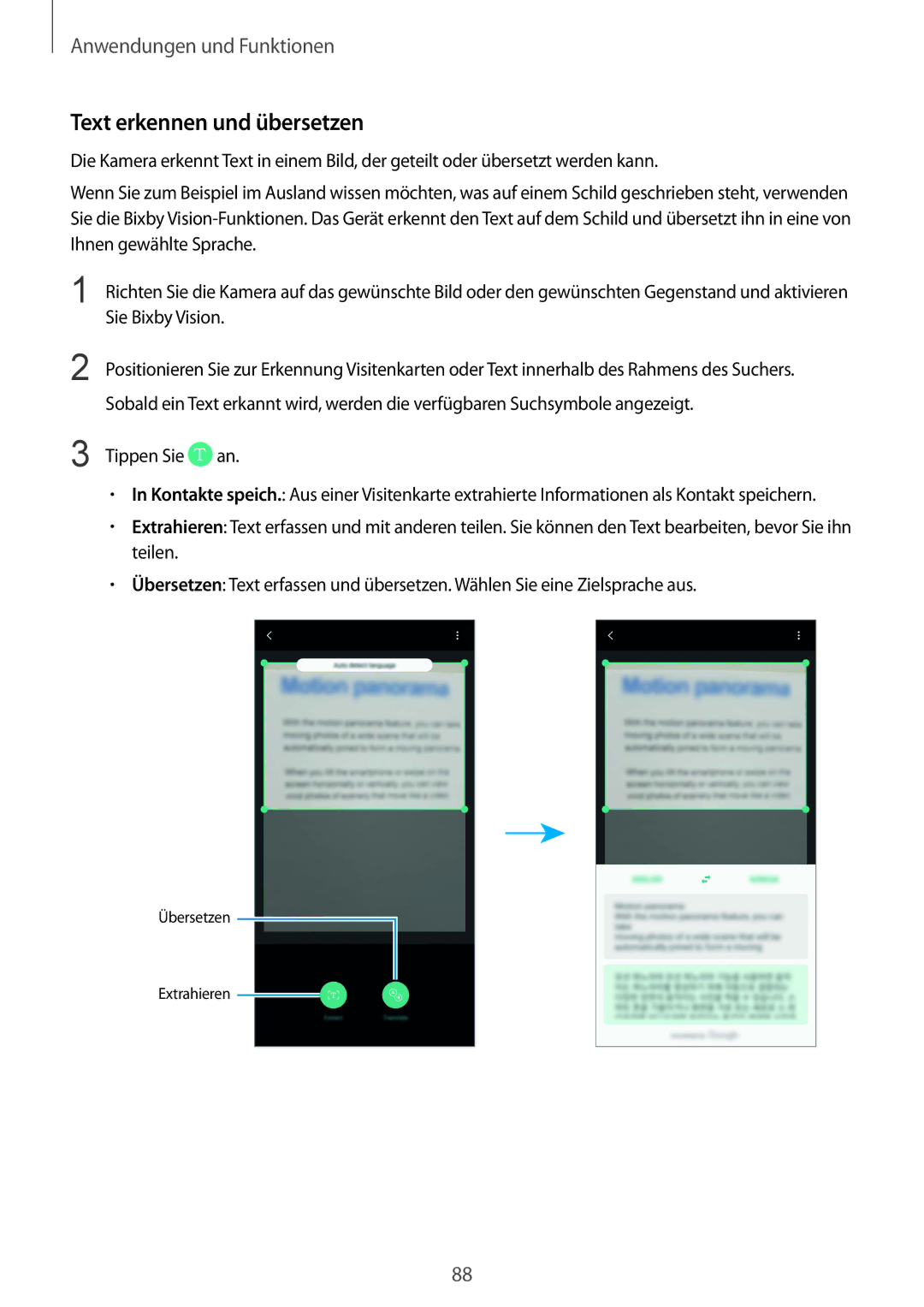 Samsung SM-N950FZKDDBT, SM-N950FZDADBT, SM-N950FZKADBT, SM-N950FZBDDBT, SM-N950FZDDDBT manual Text erkennen und übersetzen 