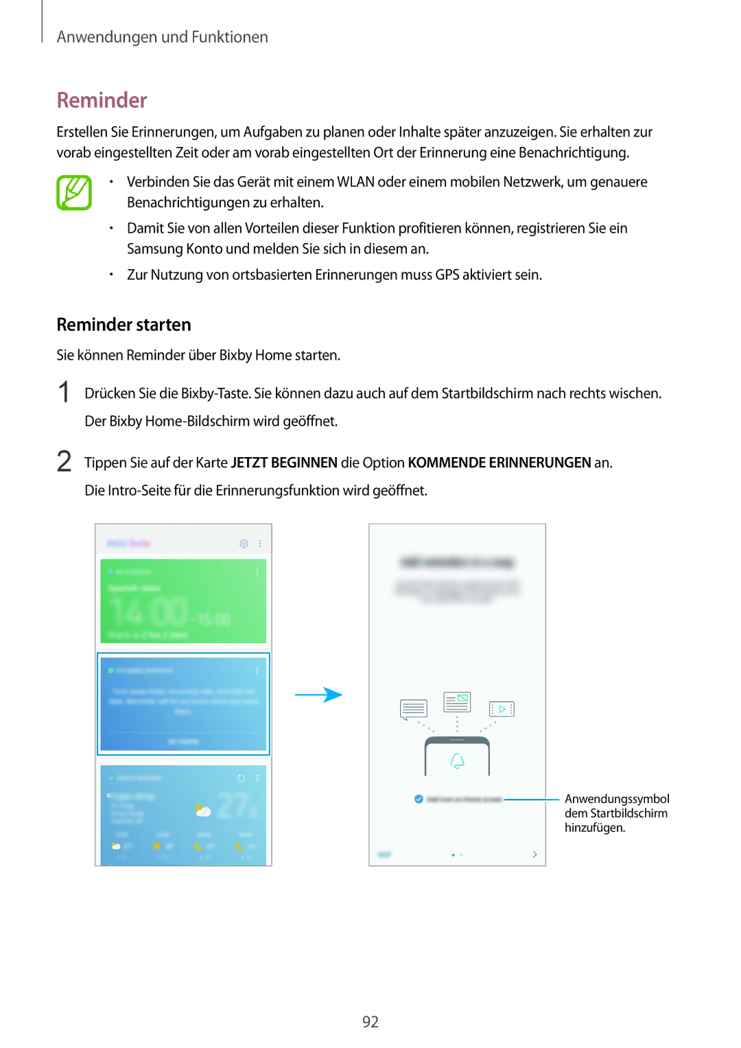 Samsung SM-N950FZBDDBT, SM-N950FZDADBT, SM-N950FZKADBT, SM-N950FZDDDBT, SM-N950FZKDDBT, SM-N950FZBADBT Reminder starten 