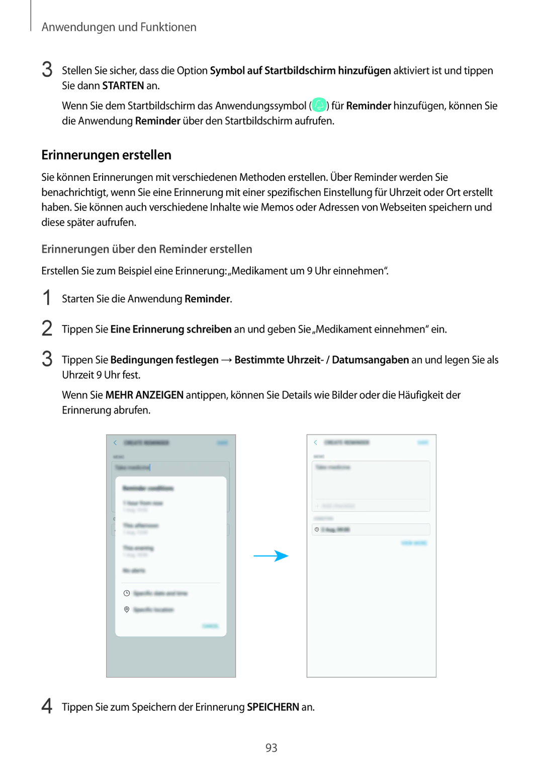 Samsung SM-N950FZDDDBT, SM-N950FZDADBT, SM-N950FZKADBT Erinnerungen erstellen, Erinnerungen über den Reminder erstellen 