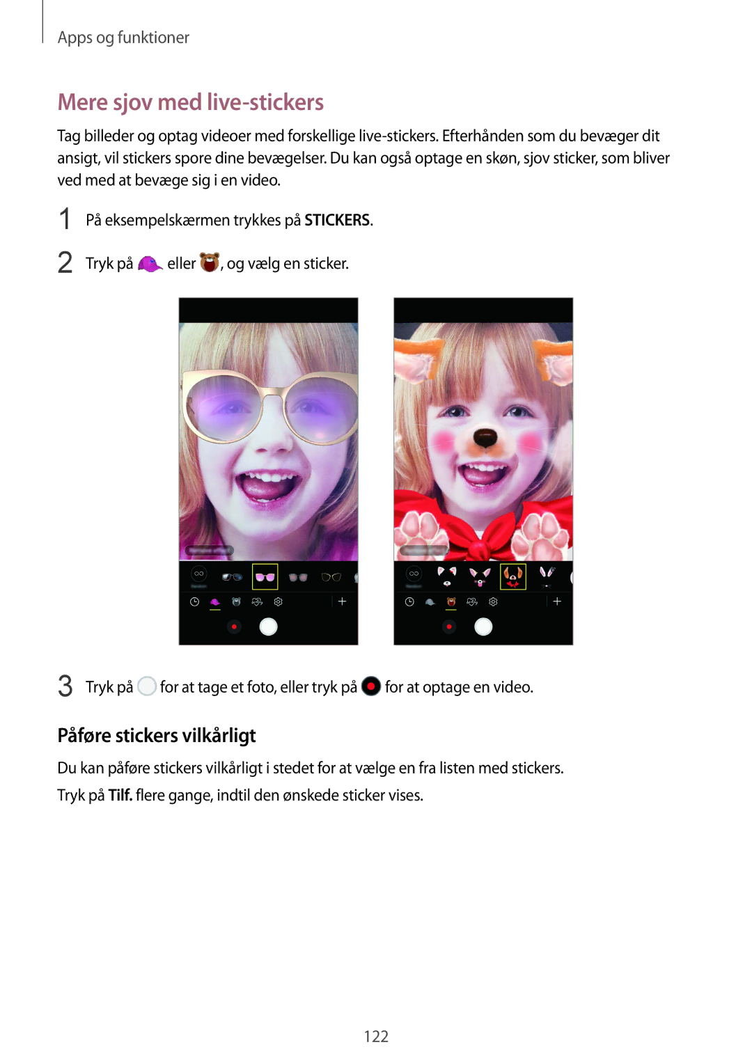 Samsung SM-N950FZKDNEE, SM-N950FZDATEN, CG-N950FZDSHTD manual Mere sjov med live-stickers, Påføre stickers vilkårligt 