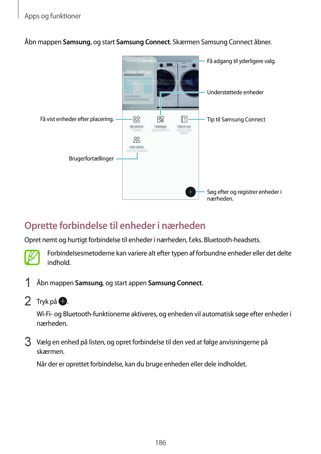 Samsung SM-N950FZDDNEE, SM-N950FZDATEN, CG-N950FZDSHTD, SM-N950FZKAHTS manual Oprette forbindelse til enheder i nærheden 