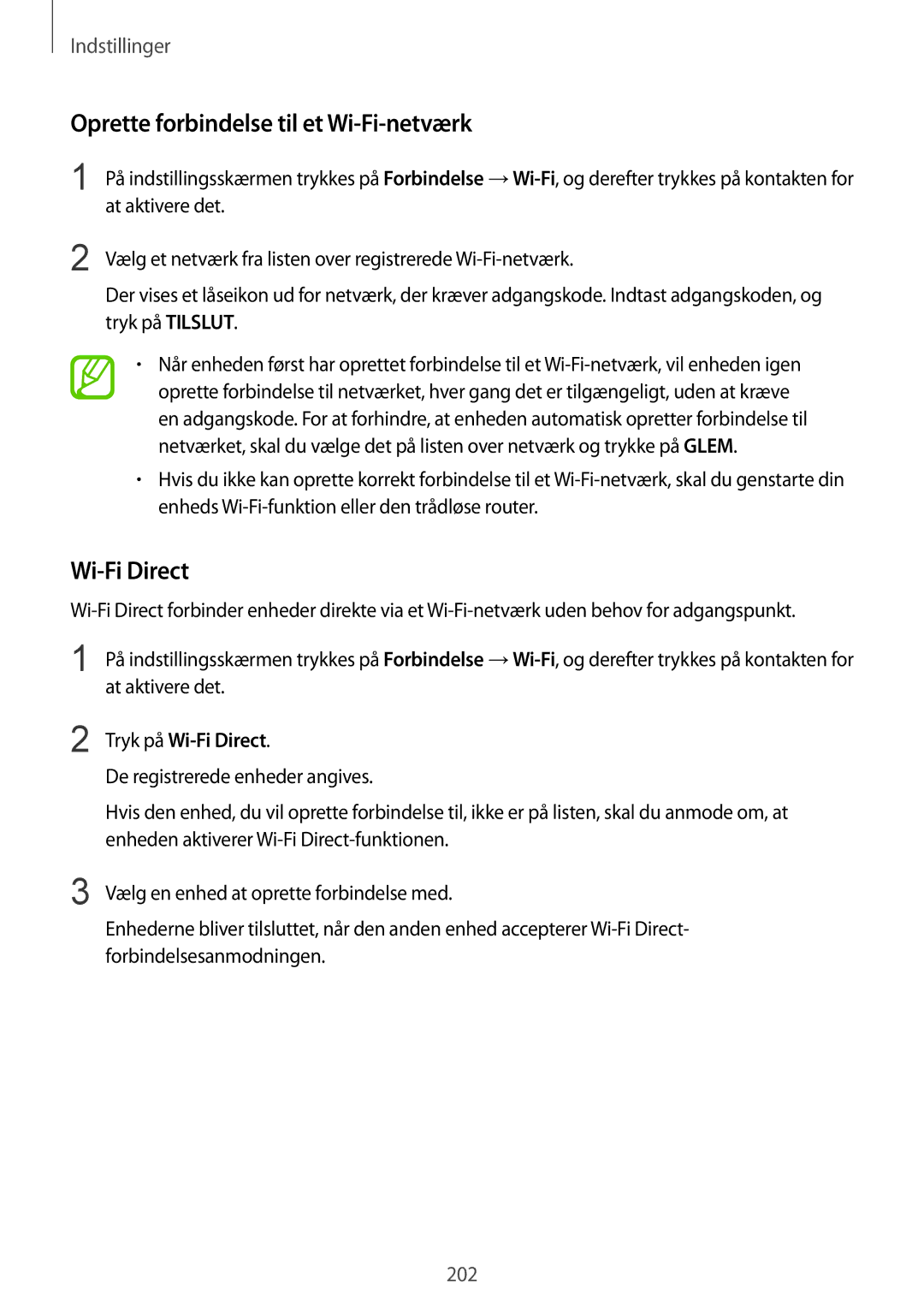 Samsung SM-N950FZKATEN, SM-N950FZDATEN, CG-N950FZDSHTD Oprette forbindelse til et Wi-Fi-netværk, Tryk på Wi-Fi Direct 