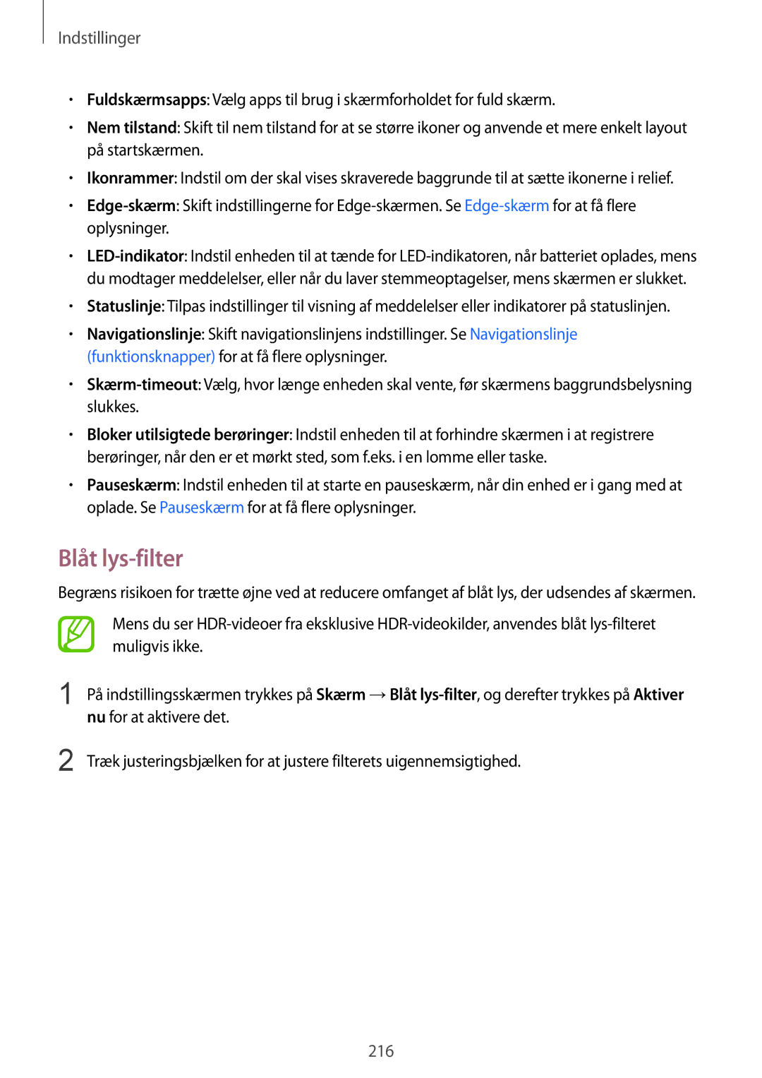 Samsung SM-N950FZKATEN, SM-N950FZDATEN, CG-N950FZDSHTD, SM-N950FZKAHTS manual Blåt lys-filter, Nu for at aktivere det 