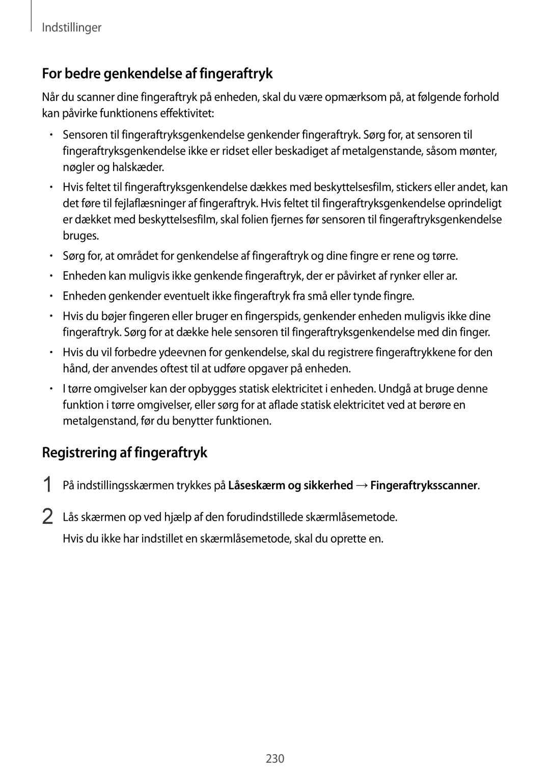 Samsung SM-N950FZKATEN, SM-N950FZDATEN, CG-N950FZDSHTD For bedre genkendelse af fingeraftryk, Registrering af fingeraftryk 