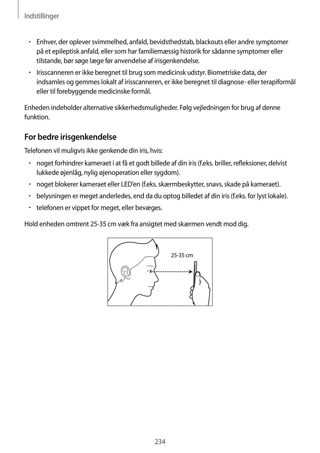 Samsung SM-N950FZKDNEE, SM-N950FZDATEN, CG-N950FZDSHTD, SM-N950FZKAHTS, SM-N950FZDDNEE manual For bedre irisgenkendelse 