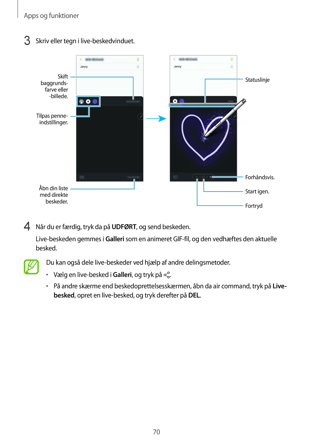 Samsung SM-N950FZDATEN, CG-N950FZDSHTD, SM-N950FZKAHTS, SM-N950FZKDNEE, SM-N950FZDDNEE Skriv eller tegn i live-beskedvinduet 