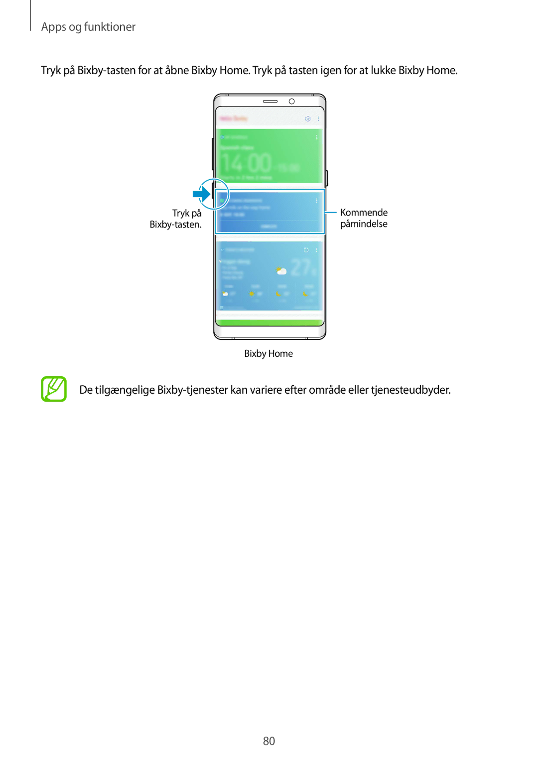 Samsung SM-N950FZKDNEE, SM-N950FZDATEN, CG-N950FZDSHTD, SM-N950FZKAHTS, SM-N950FZDDNEE, SM-N950FZDAHTS manual Bixby Home 