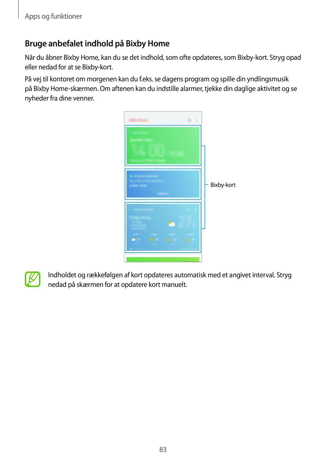 Samsung SM-N950FZKATEN, SM-N950FZDATEN, CG-N950FZDSHTD, SM-N950FZKAHTS, SM-N950FZKDNEE Bruge anbefalet indhold på Bixby Home 