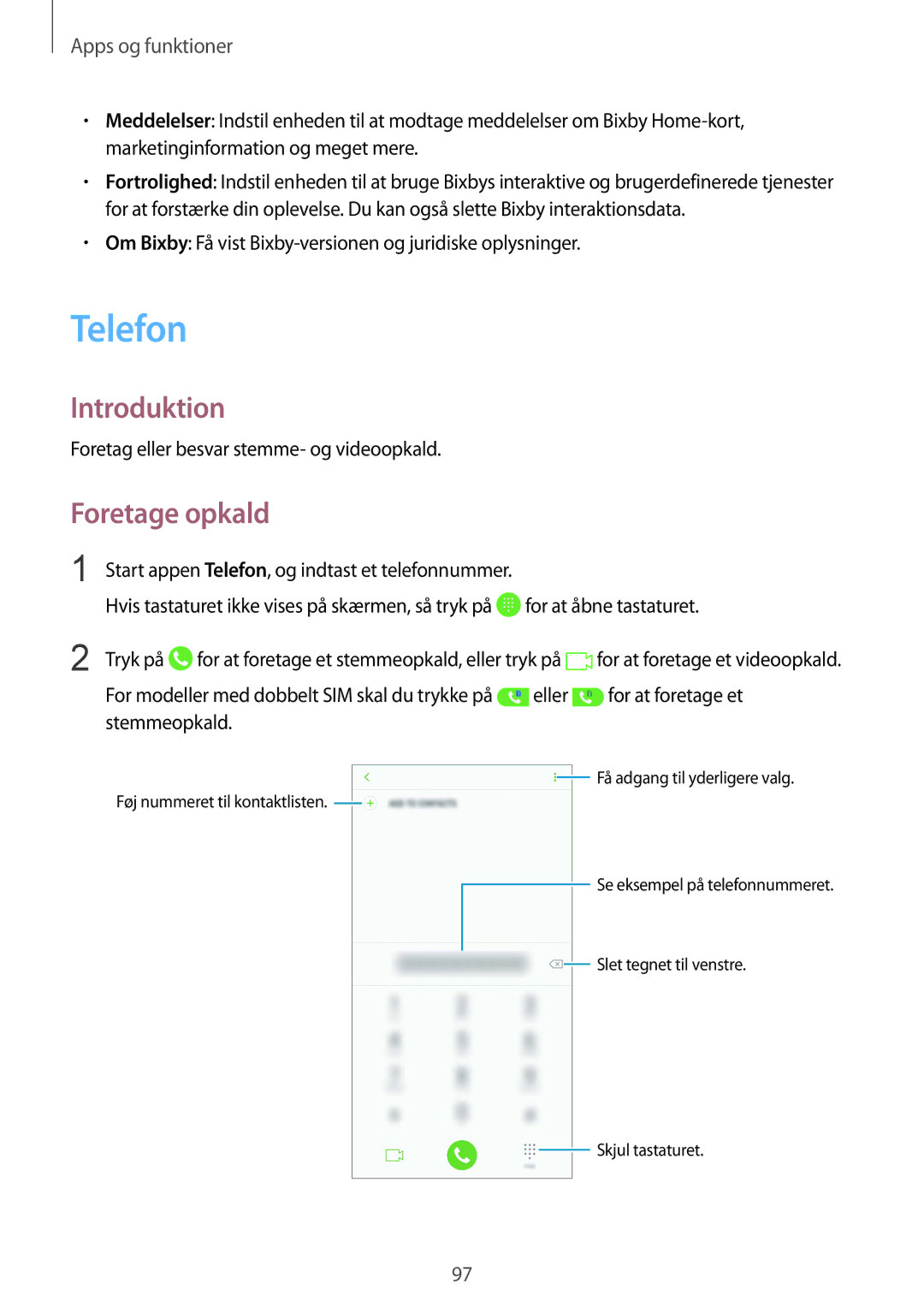 Samsung SM-N950FZKATEN, SM-N950FZDATEN Telefon, Foretage opkald, Om Bixby Få vist Bixby-versionen og juridiske oplysninger 