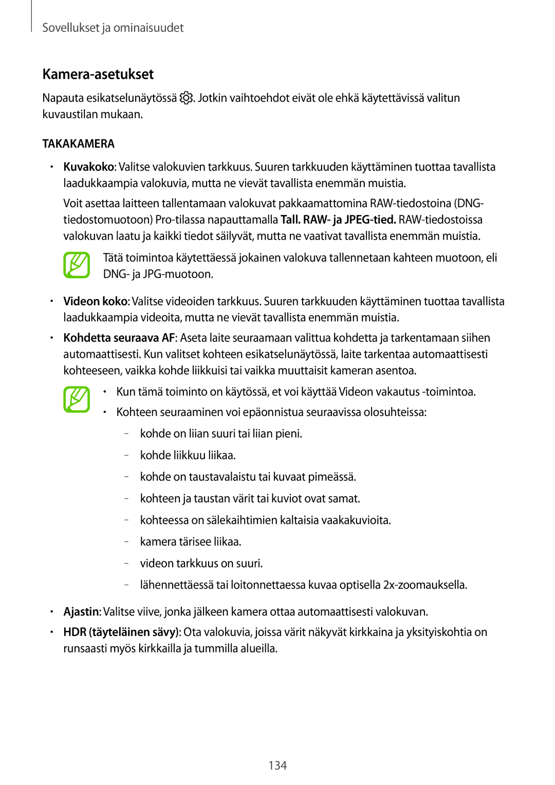 Samsung CG-N950FZDSHTD, SM-N950FZDATEN, SM-N950FZKAHTS, SM-N950FZKDNEE, SM-N950FZDDNEE manual Kamera-asetukset, Takakamera 