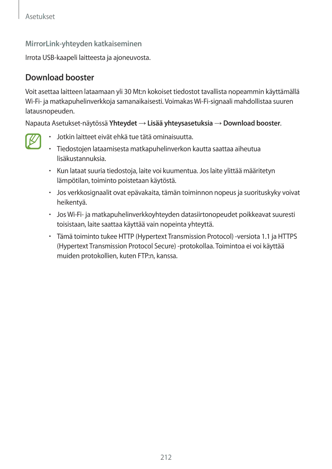 Samsung SM-N950FZKAHTS Download booster, MirrorLink-yhteyden katkaiseminen, Irrota USB-kaapeli laitteesta ja ajoneuvosta 