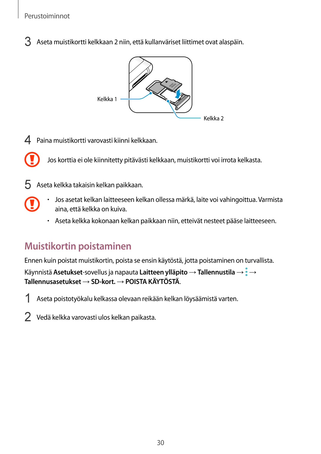 Samsung SM-N950FZKAHTS, SM-N950FZDATEN, CG-N950FZDSHTD, SM-N950FZKDNEE, SM-N950FZDDNEE manual Muistikortin poistaminen 