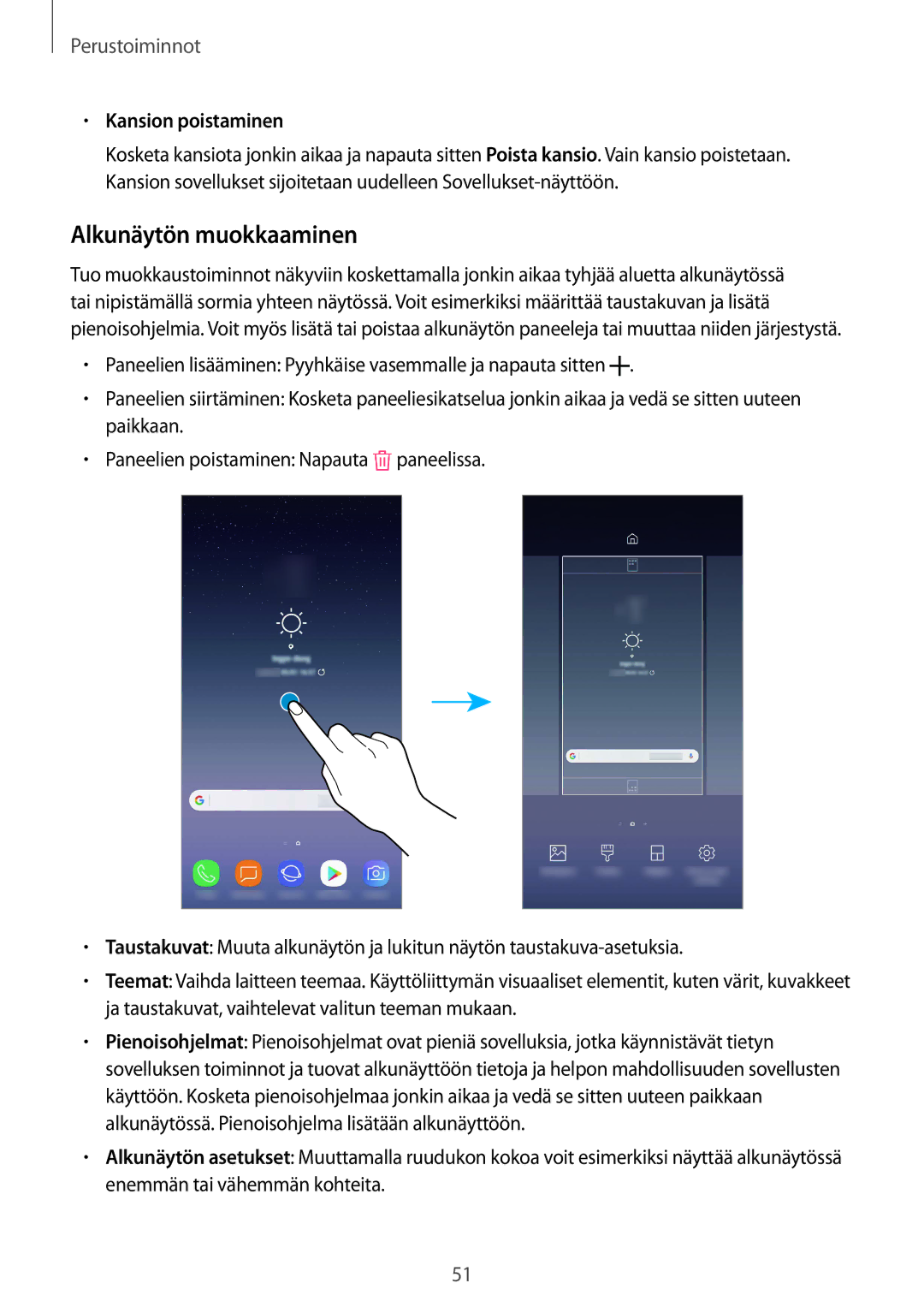 Samsung SM-N950FZKAHTS, SM-N950FZDATEN, CG-N950FZDSHTD, SM-N950FZKDNEE manual Alkunäytön muokkaaminen, Kansion poistaminen 