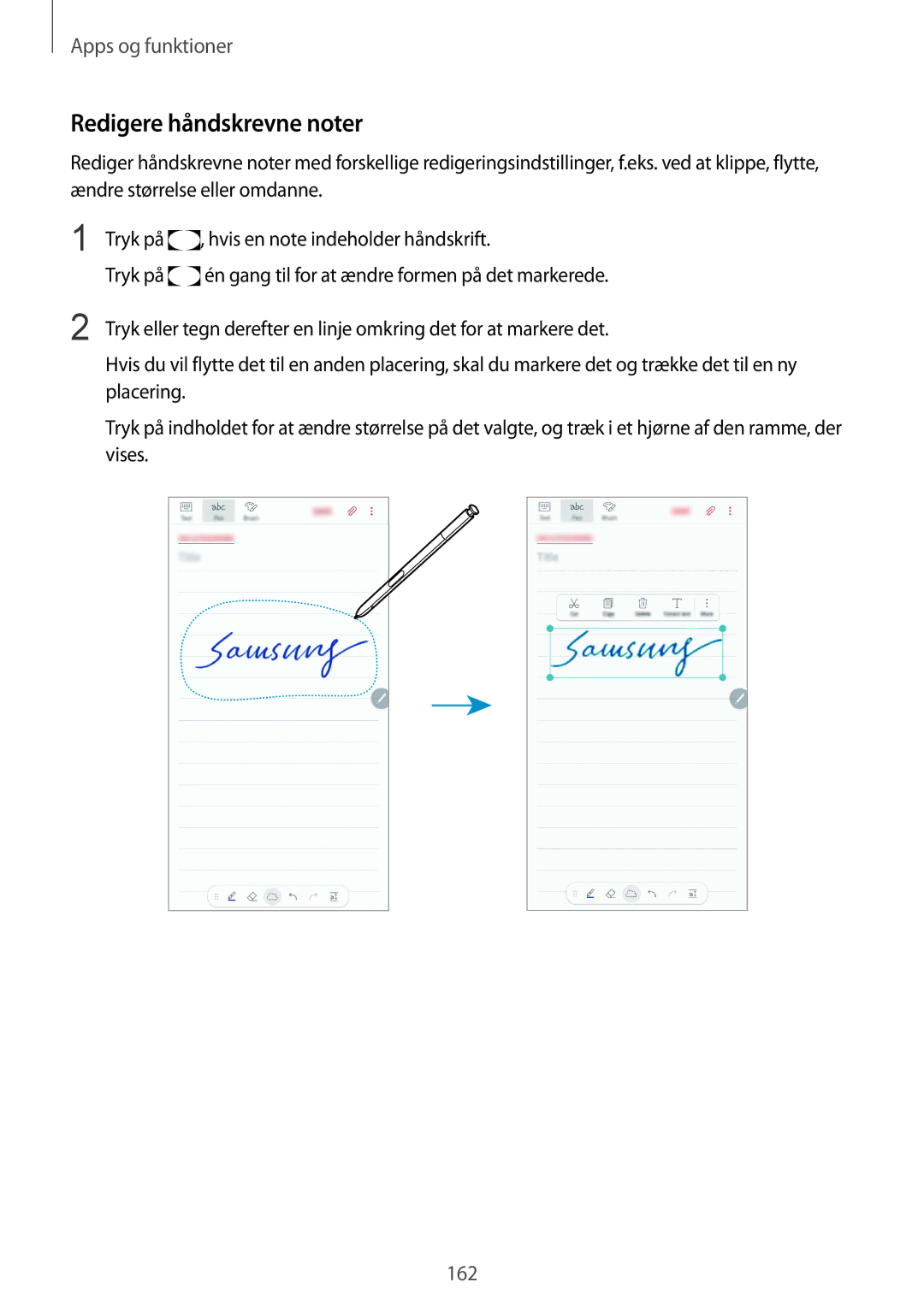 Samsung CG-N950FZDSHTD, SM-N950FZDATEN, SM-N950FZKAHTS, SM-N950FZKDNEE, SM-N950FZDDNEE manual Redigere håndskrevne noter 