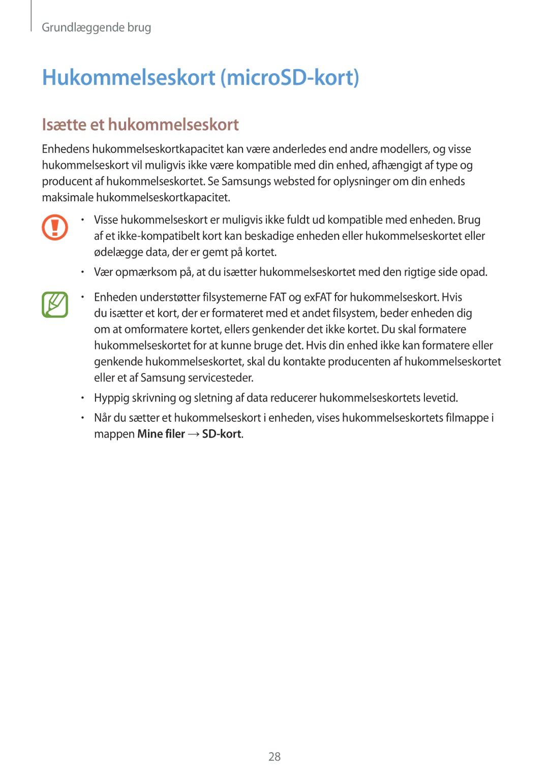 Samsung SM-N950FZDATEN, CG-N950FZDSHTD, SM-N950FZKAHTS manual Hukommelseskort microSD-kort, Isætte et hukommelseskort 