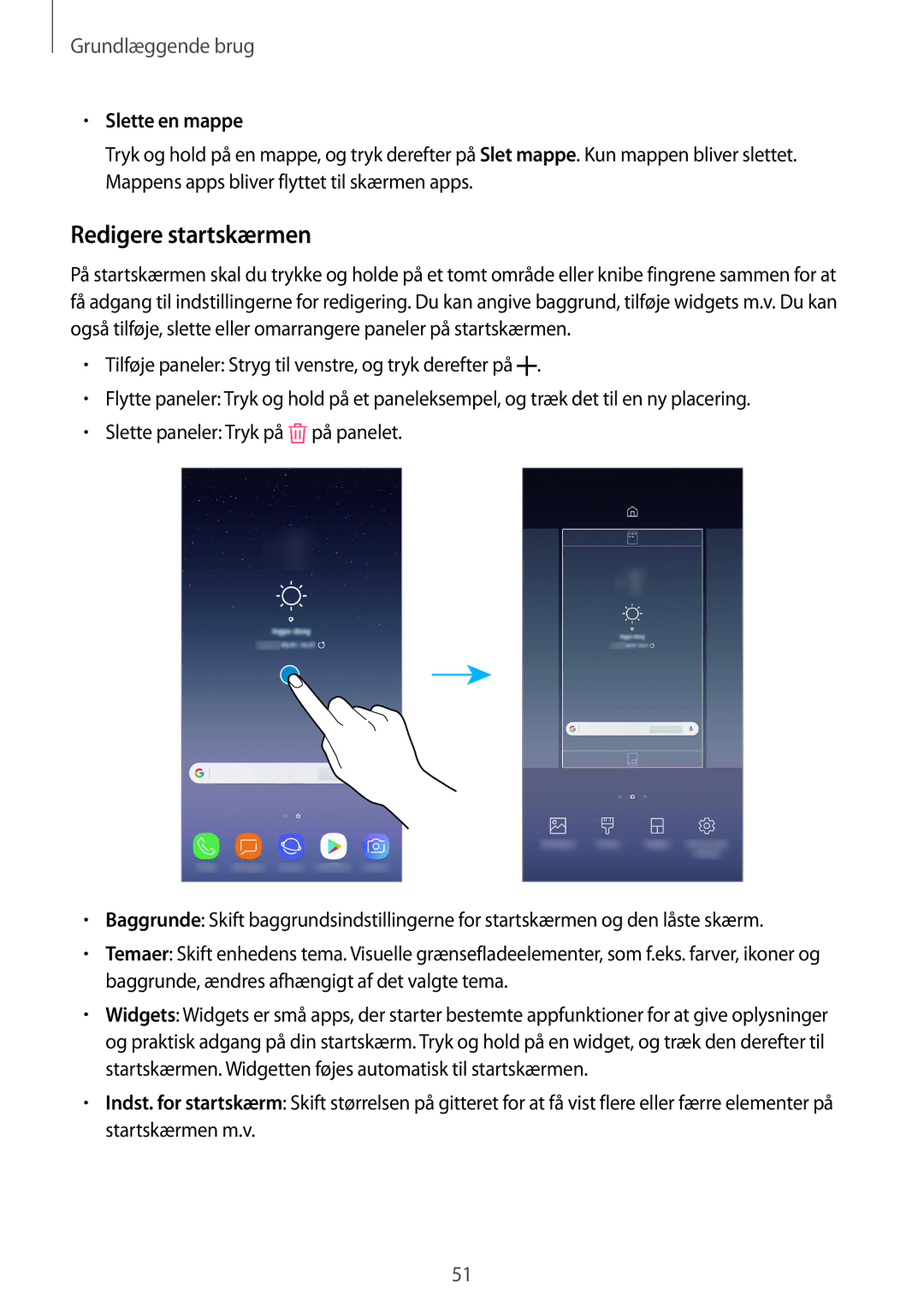 Samsung SM-N950FZKAHTS, SM-N950FZDATEN, CG-N950FZDSHTD, SM-N950FZKDNEE, SM-N950FZDDNEE Redigere startskærmen, Slette en mappe 