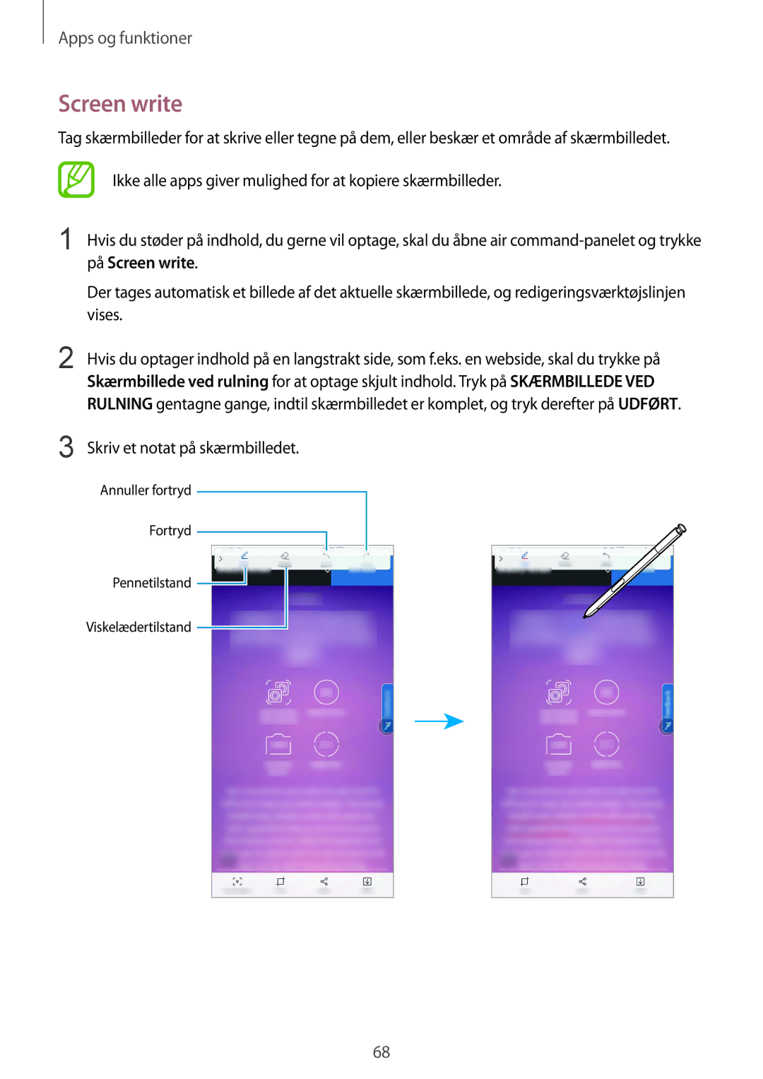 Samsung SM-N950FZDAHTS, SM-N950FZDATEN, CG-N950FZDSHTD, SM-N950FZKAHTS manual Screen write, Skriv et notat på skærmbilledet 
