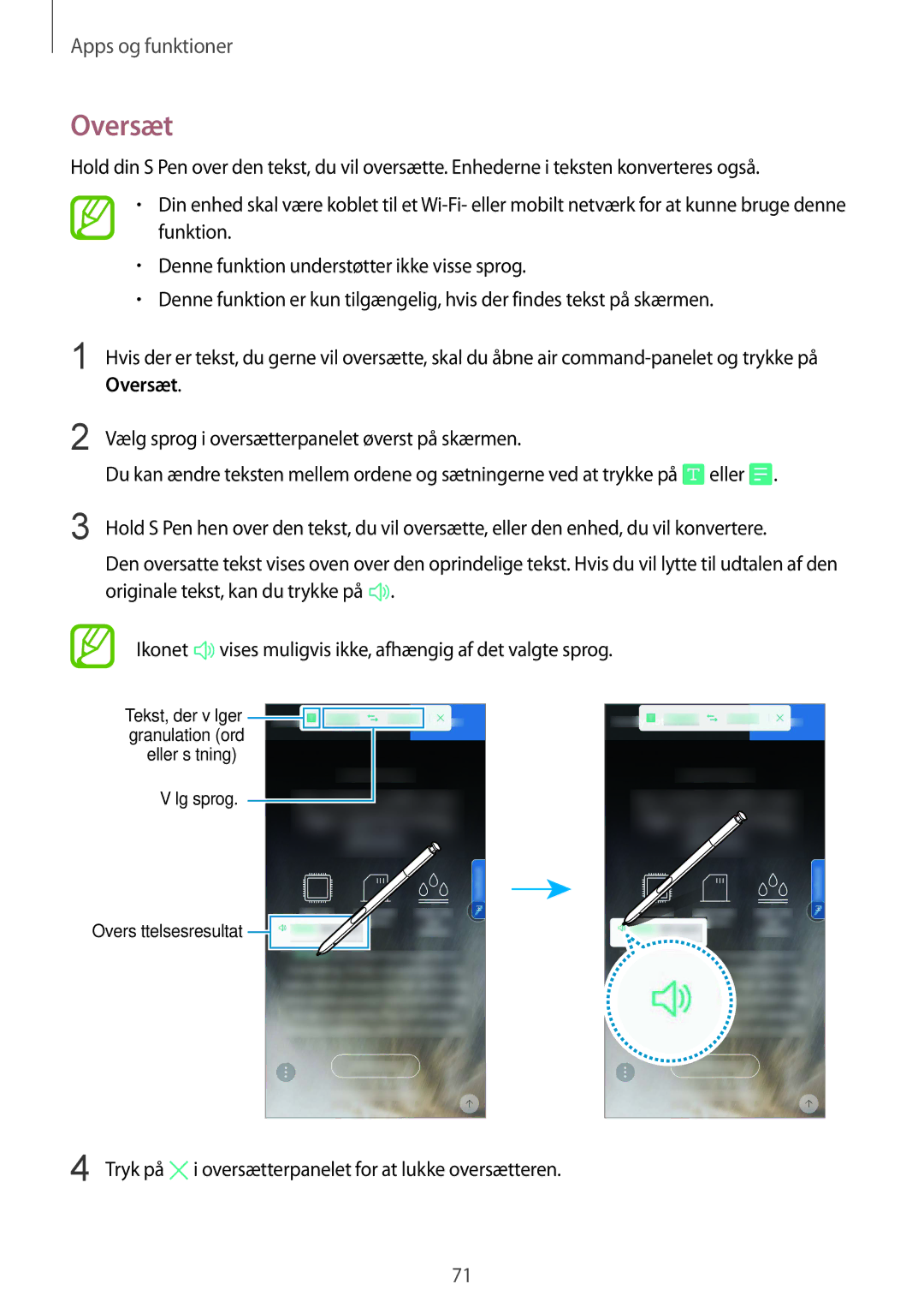 Samsung CG-N950FZDSHTD, SM-N950FZDATEN, SM-N950FZKAHTS, SM-N950FZKDNEE, SM-N950FZDDNEE, SM-N950FZDAHTS manual Oversæt, Tryk på 