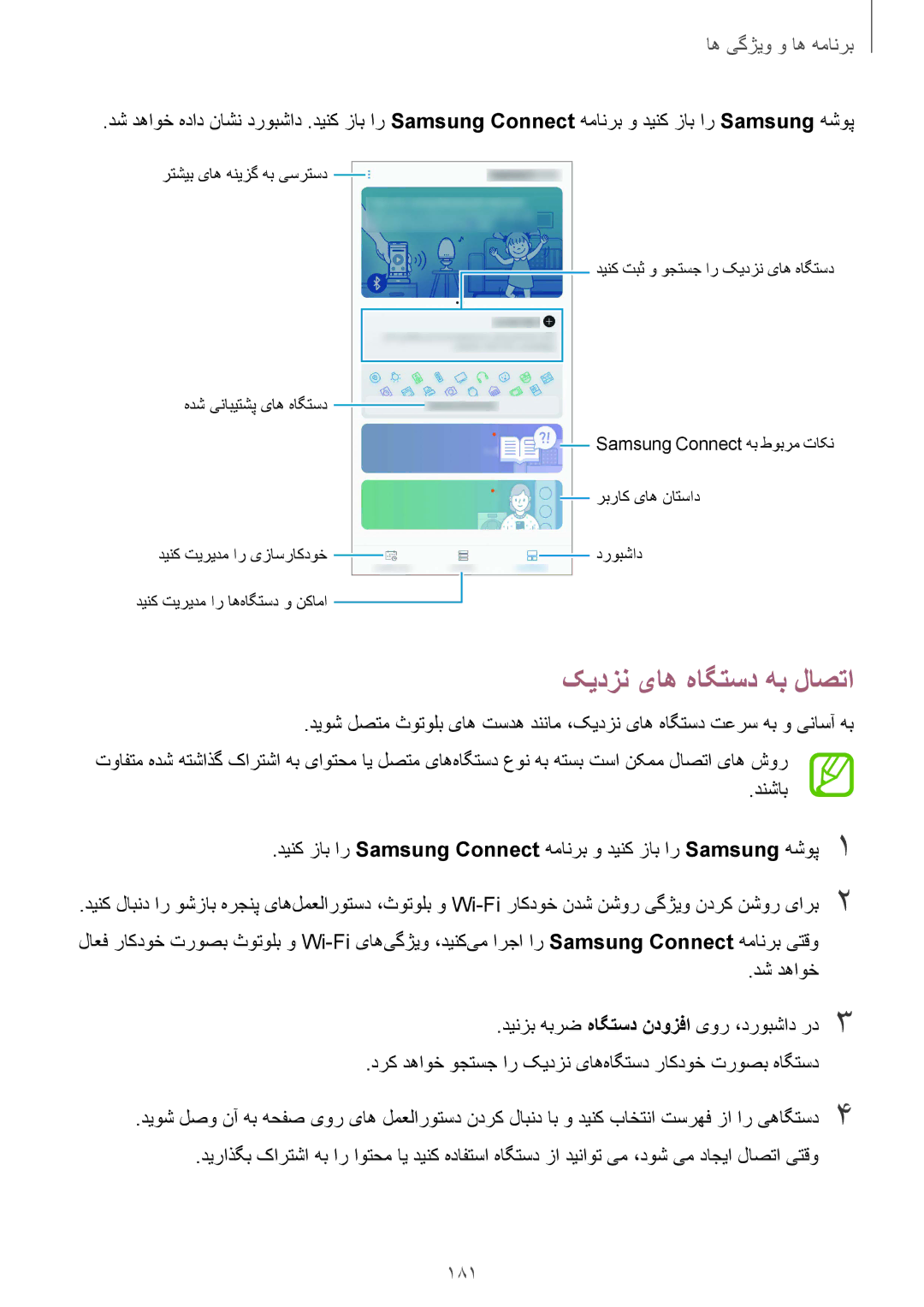 Samsung SM-N950FZKDKSA, SM-N950FZDDKSA, SM-N950FZVDKSA manual کیدزن یاه هاگتسد هب لاصتا, 181 