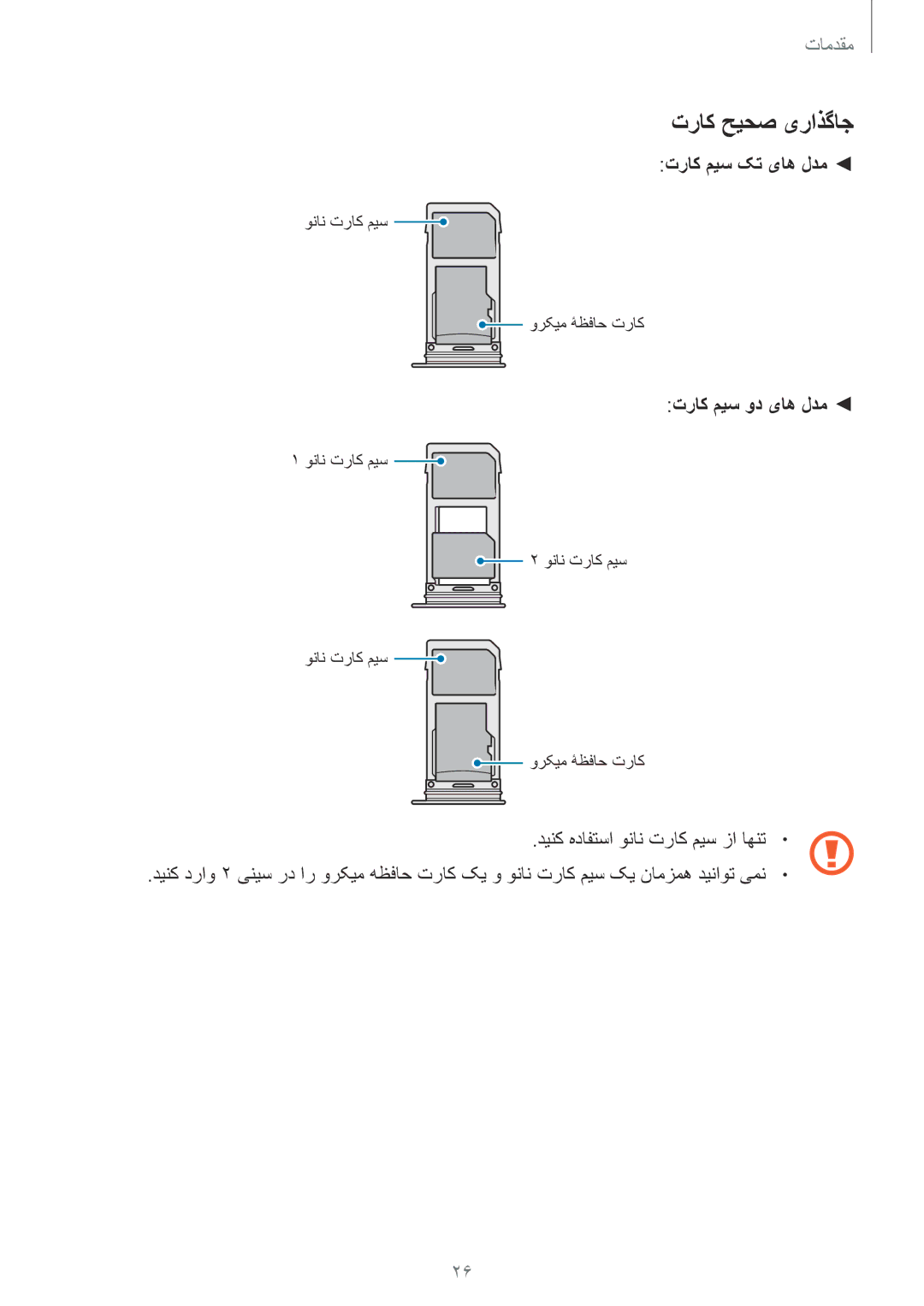 Samsung SM-N950FZVDKSA, SM-N950FZDDKSA, SM-N950FZKDKSA manual تراک حیحص یراذگاج, تراک میس کت یاه لدم 