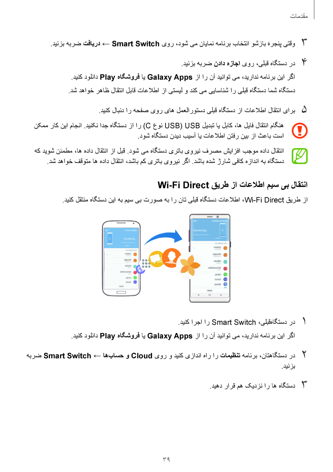 Samsung SM-N950FZDDKSA, SM-N950FZKDKSA, SM-N950FZVDKSA manual Wi-Fi Direct قیرط زا تاعلاطا میس یب لاقتنا 