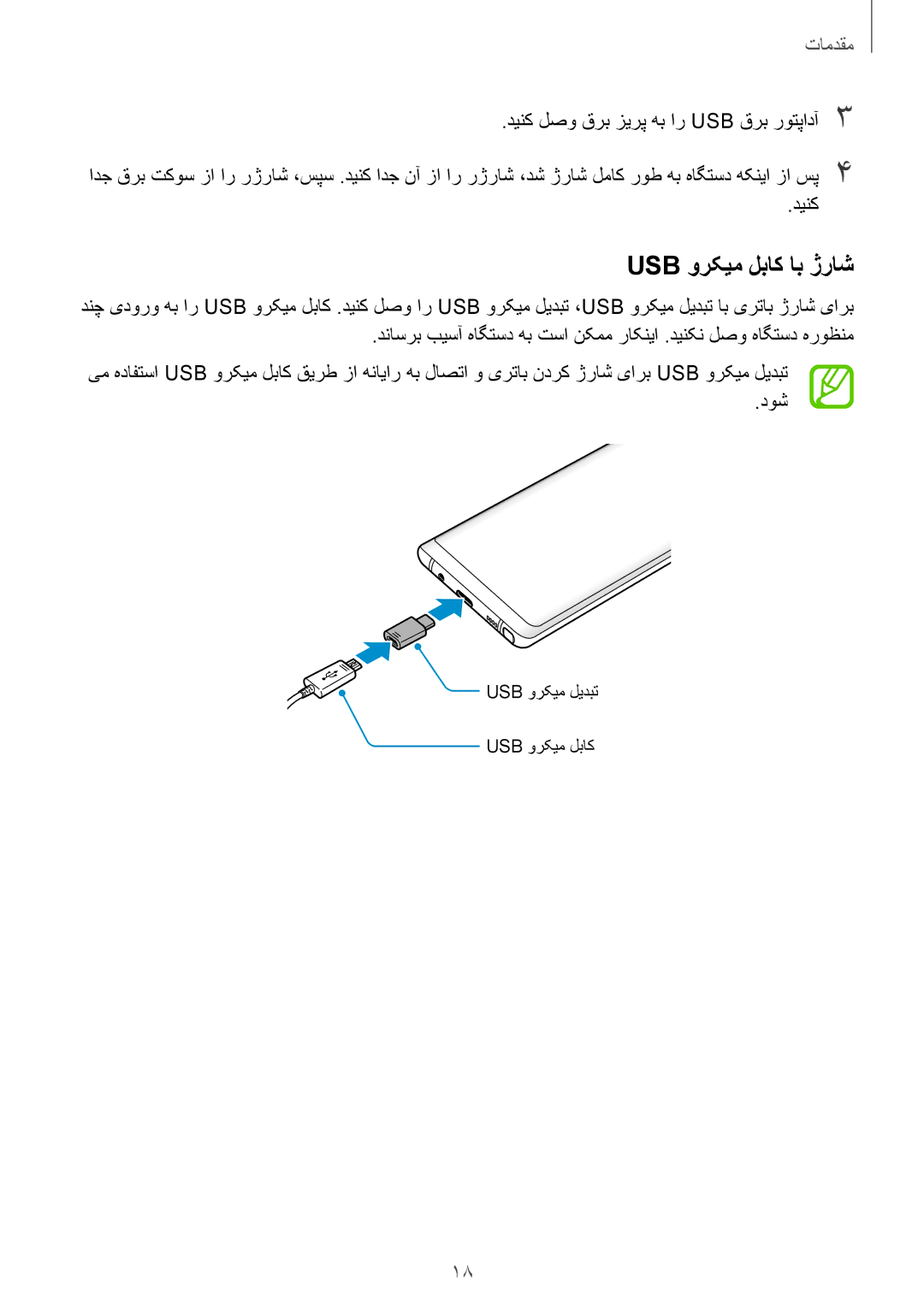 Samsung SM-N950FZDDKSA, SM-N950FZKDKSA, SM-N950FZVDKSA Usb ورکیم لباک اب ژراش, دینک لصو قرب زیرپ هب ار USB قرب روتپادآ3 