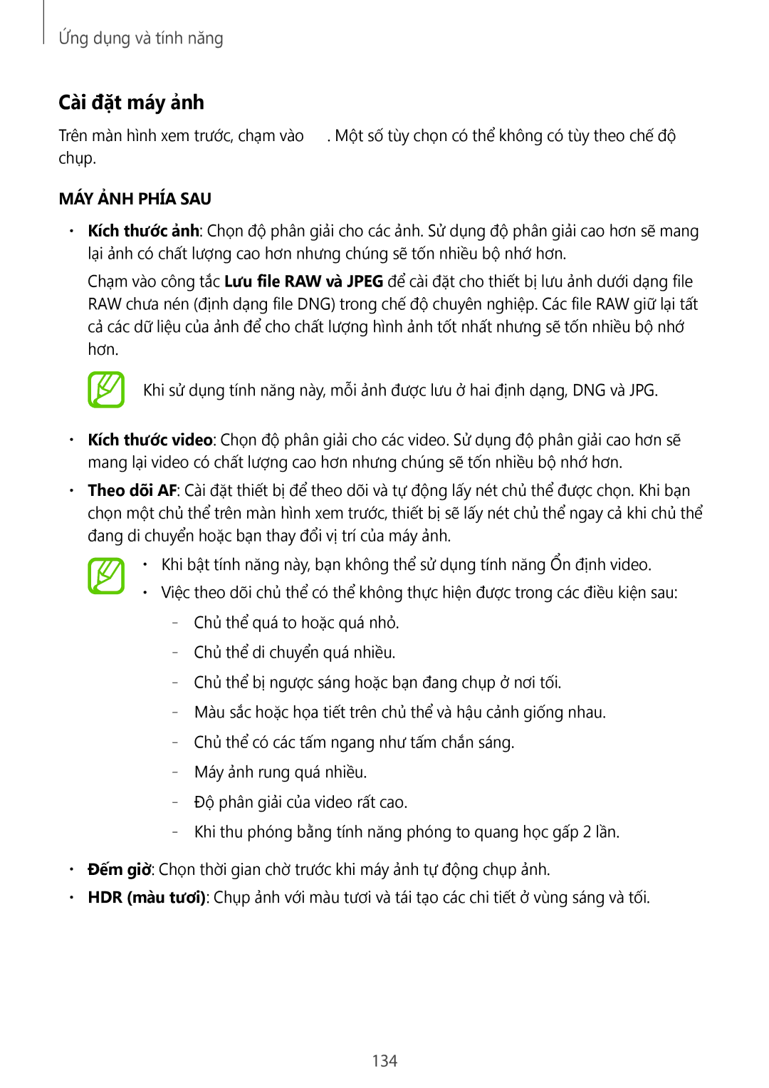 Samsung SM-N950FZKDXXV, SM-N950FZDDXXV, SM-N950FZVDXXV manual Cài đặt máy ảnh, 134 