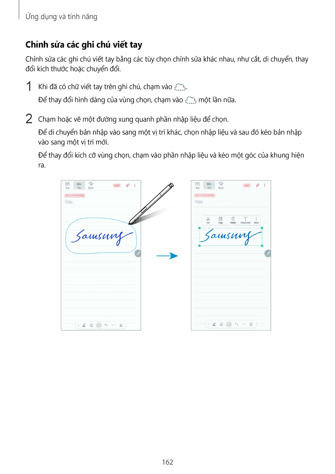 Samsung SM-N950FZDDXXV, SM-N950FZVDXXV, SM-N950FZKDXXV manual Chỉnh sửa các ghi chú viết tay, 162 