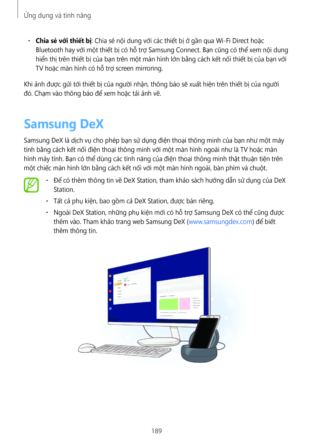 Samsung SM-N950FZDDXXV, SM-N950FZVDXXV, SM-N950FZKDXXV manual Samsung DeX, 189 