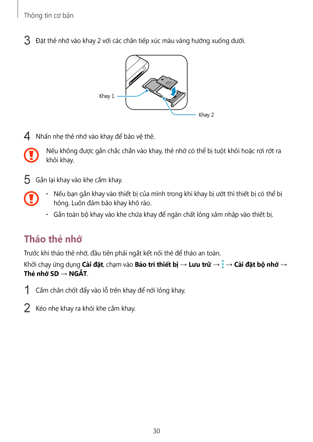 Samsung SM-N950FZDDXXV, SM-N950FZVDXXV, SM-N950FZKDXXV manual Tháo thẻ nhớ 