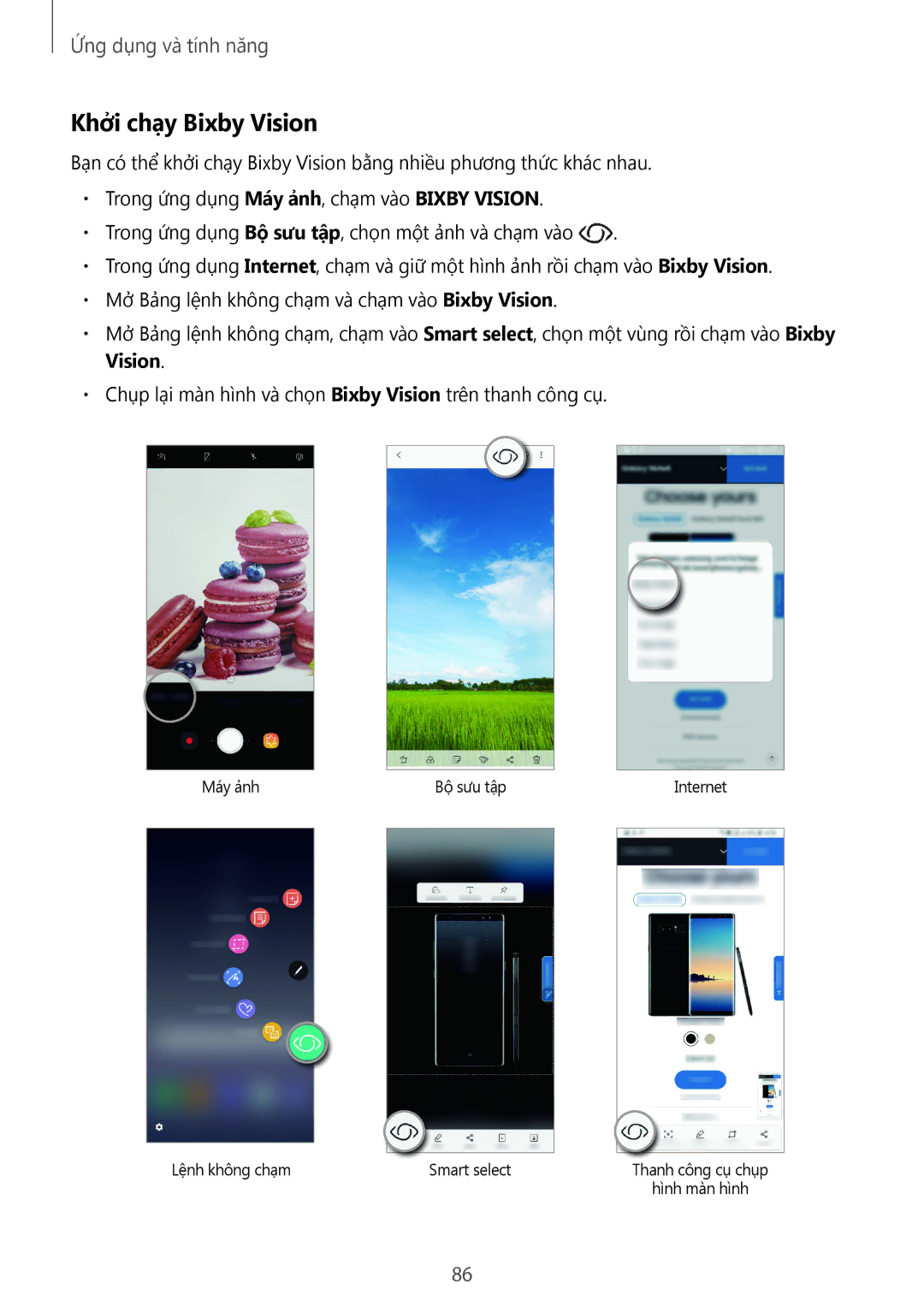 Samsung SM-N950FZKDXXV, SM-N950FZDDXXV, SM-N950FZVDXXV manual Khởi chạy Bixby Vision 