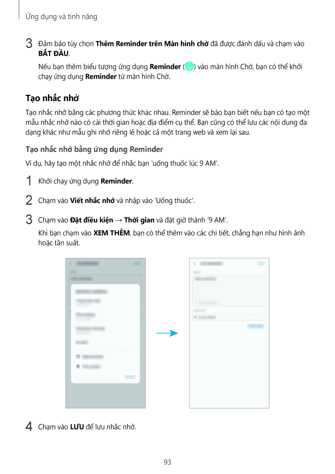 Samsung SM-N950FZDDXXV, SM-N950FZVDXXV, SM-N950FZKDXXV manual Tạo nhắc nhở bằng ứng dụng Reminder 