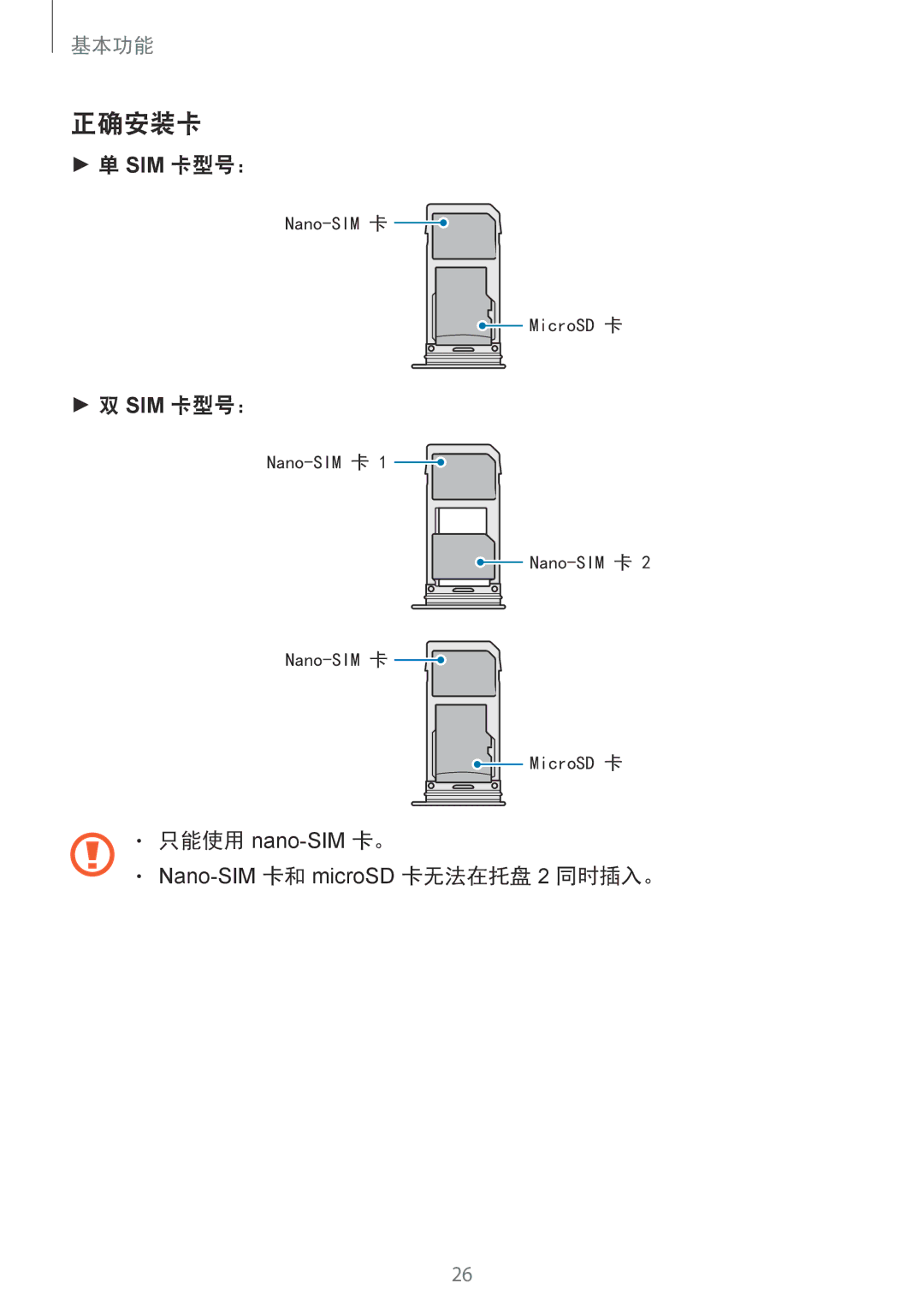 Samsung SM-N950FZKDXXV, SM-N950FZDDXXV, SM-N950FZVDXXV manual 正确安装卡 