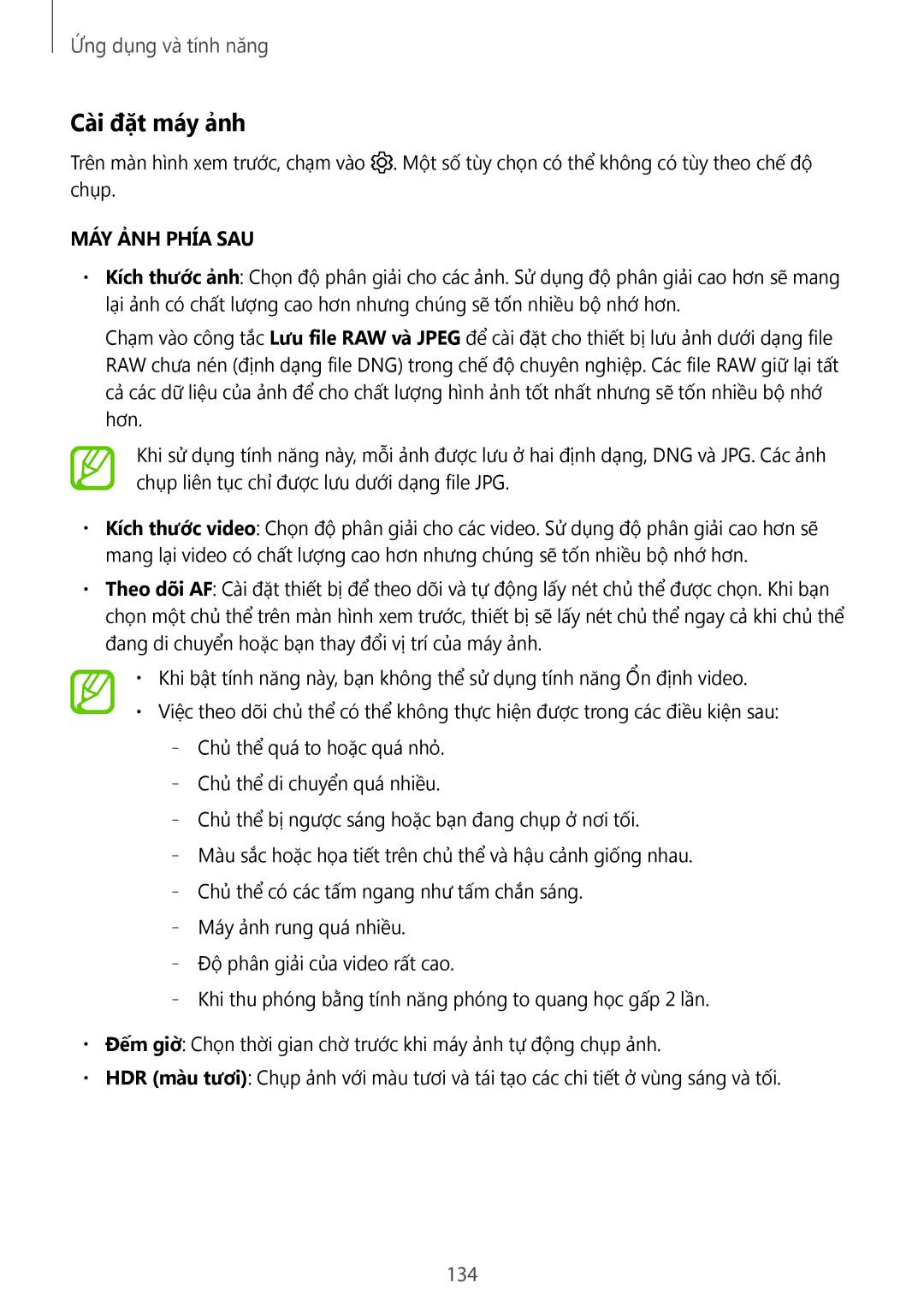 Samsung SM-N950FZKDXXV, SM-N950FZDDXXV, SM-N950FZVDXXV manual Cài đặt máy ảnh, 134 