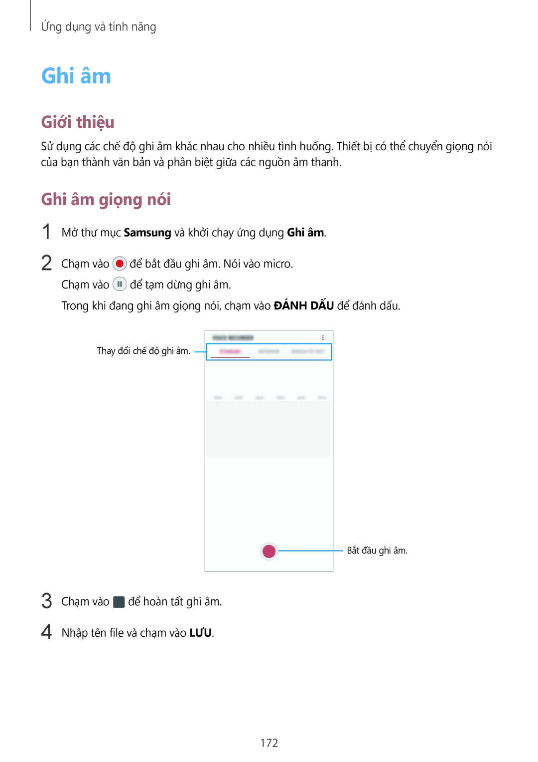 Samsung SM-N950FZVDXXV, SM-N950FZDDXXV, SM-N950FZKDXXV manual Ghi âm giọng nói, 172 