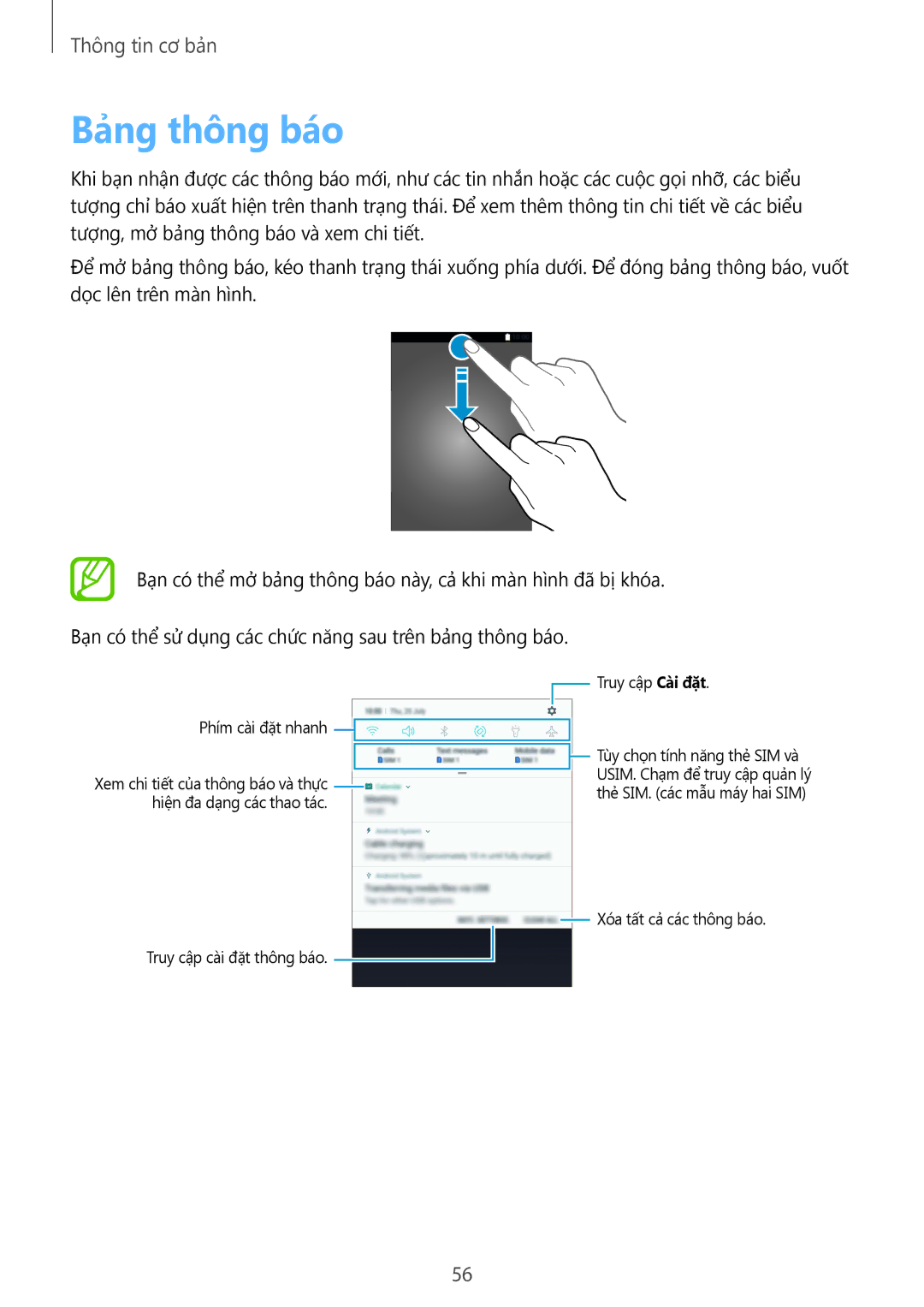 Samsung SM-N950FZKDXXV, SM-N950FZDDXXV, SM-N950FZVDXXV manual Bảng thông báo 