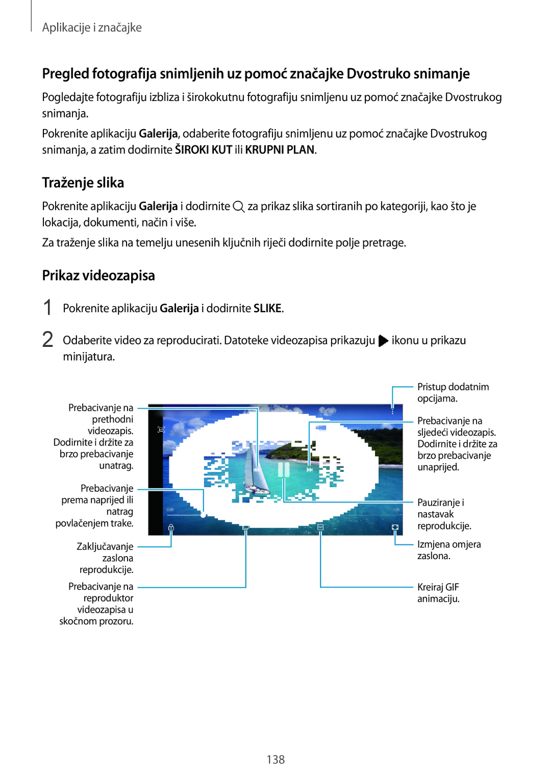 Samsung SM-N950FZDASEE, SM-N950FZKACRO, SM-N950FZDACRO, SM-N950FZKASEE manual Traženje slika, Prikaz videozapisa 