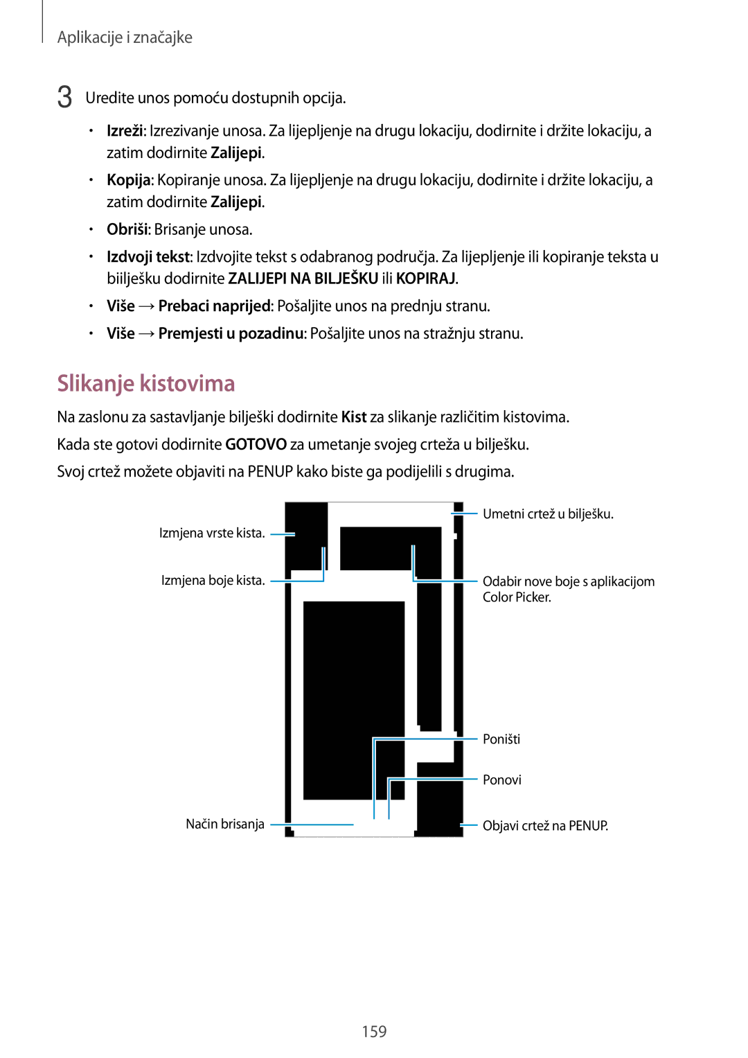 Samsung SM-N950FZKASEE, SM-N950FZKACRO, SM-N950FZDACRO, SM-N950FZDASEE manual Slikanje kistovima 