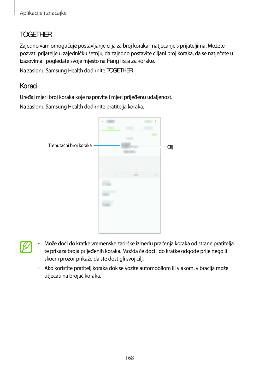 Samsung SM-N950FZKACRO, SM-N950FZDACRO, SM-N950FZDASEE, SM-N950FZKASEE Koraci, Na zaslonu Samsung Health dodirnite Together 