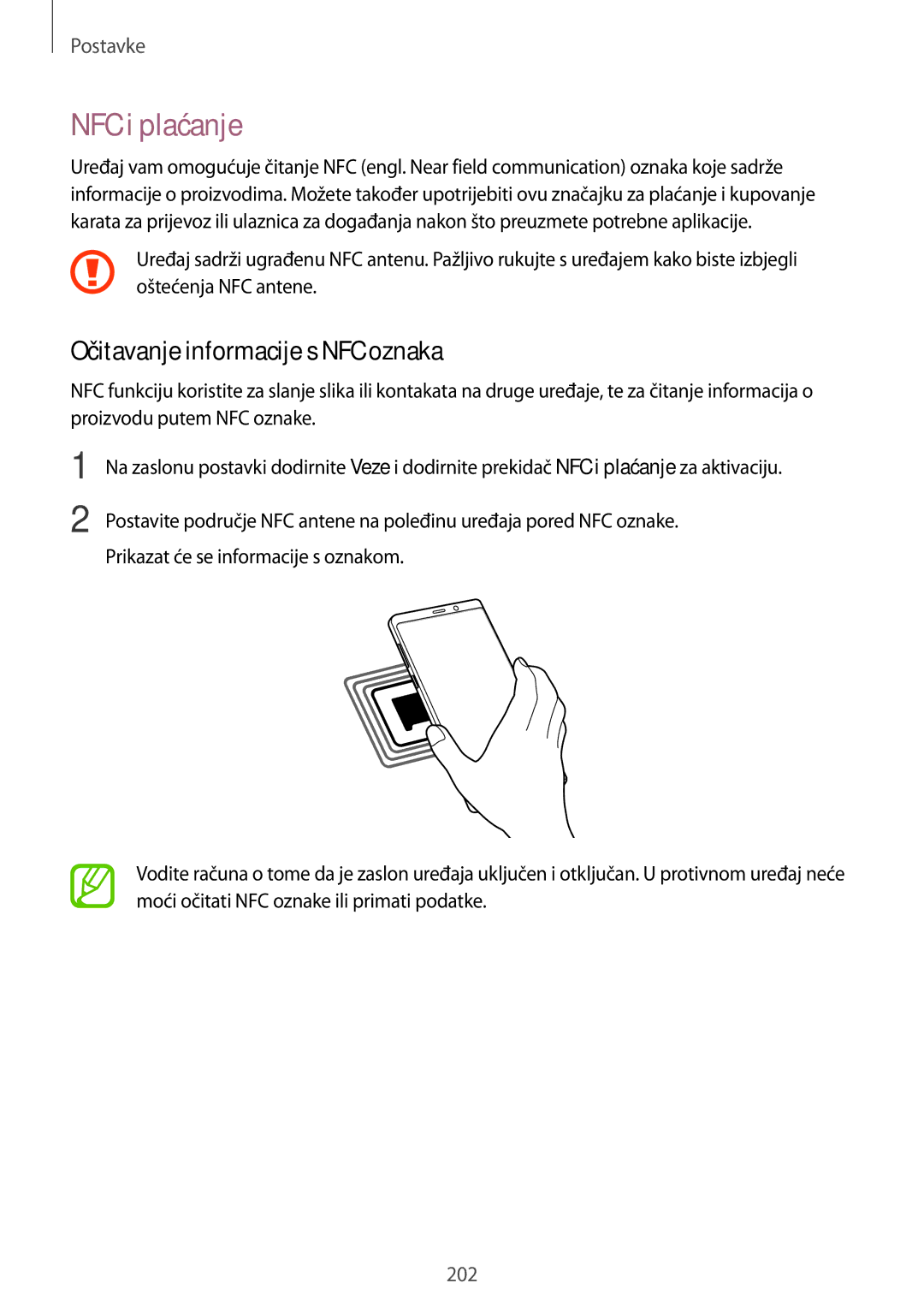 Samsung SM-N950FZDASEE, SM-N950FZKACRO, SM-N950FZDACRO, SM-N950FZKASEE NFC i plaćanje, Očitavanje informacije s NFC oznaka 