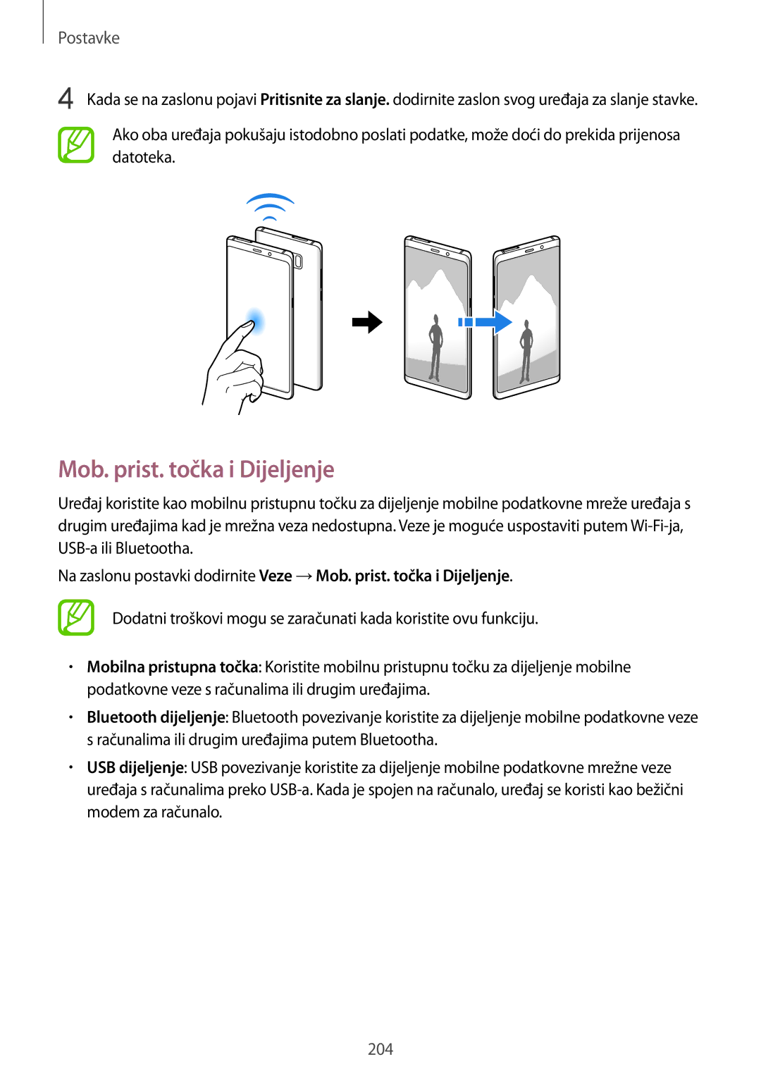 Samsung SM-N950FZKACRO, SM-N950FZDACRO, SM-N950FZDASEE, SM-N950FZKASEE manual Mob. prist. točka i Dijeljenje 