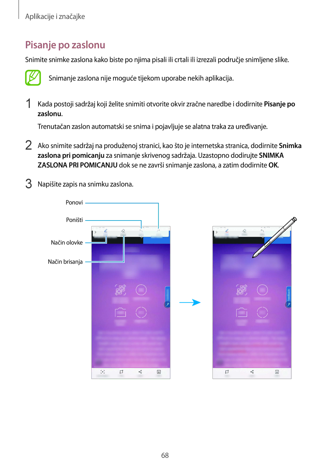 Samsung SM-N950FZKACRO, SM-N950FZDACRO, SM-N950FZDASEE, SM-N950FZKASEE Pisanje po zaslonu, Napišite zapis na snimku zaslona 