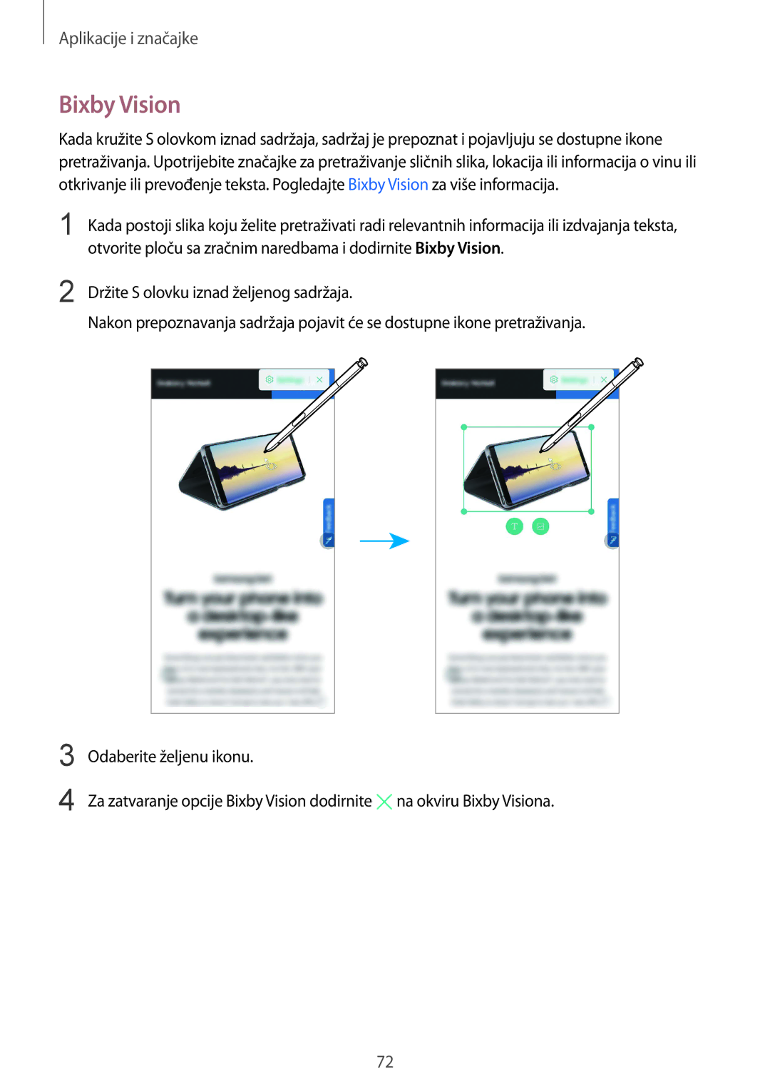 Samsung SM-N950FZKACRO, SM-N950FZDACRO, SM-N950FZDASEE, SM-N950FZKASEE Bixby Vision, Držite S olovku iznad željenog sadržaja 