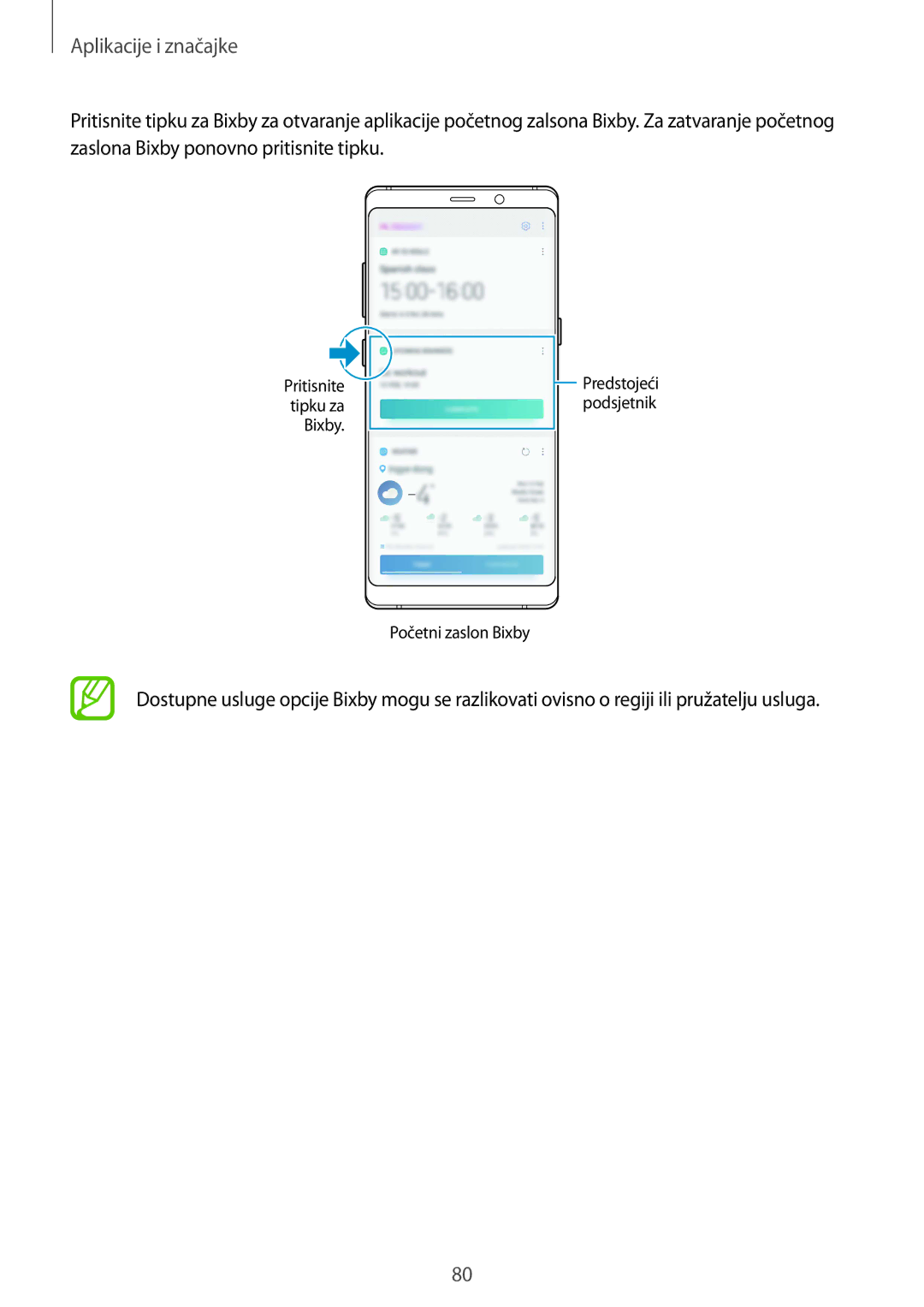 Samsung SM-N950FZKACRO, SM-N950FZDACRO, SM-N950FZDASEE, SM-N950FZKASEE manual Pritisnite Tipku za Bixby 