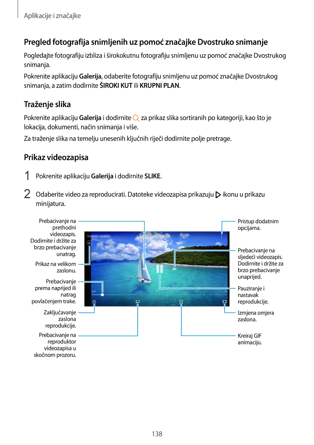 Samsung SM-N950FZDASEE, SM-N950FZKACRO, SM-N950FZDACRO, SM-N950FZKASEE manual Traženje slika, Prikaz videozapisa 