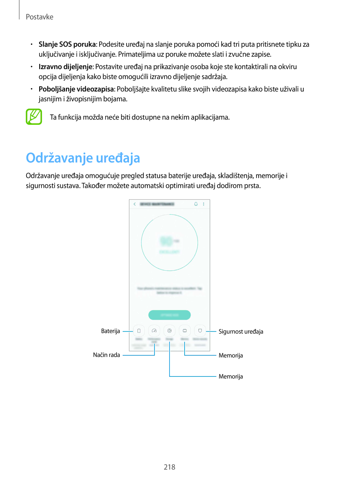 Samsung SM-N950FZDASEE, SM-N950FZKACRO, SM-N950FZDACRO, SM-N950FZKASEE manual Održavanje uređaja 